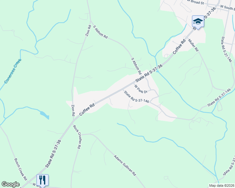 map of restaurants, bars, coffee shops, grocery stores, and more near 435 Coffee Road in Walhalla