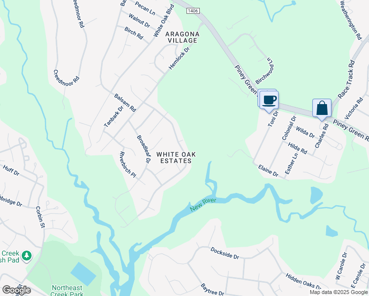 map of restaurants, bars, coffee shops, grocery stores, and more near 305 Jasmine Lane in Jacksonville