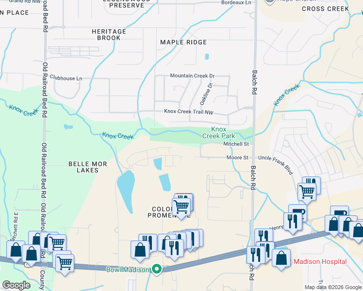 map of restaurants, bars, coffee shops, grocery stores, and more near 225 Moore Street in Madison