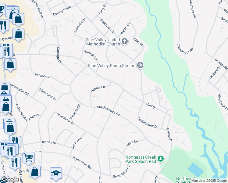 map of restaurants, bars, coffee shops, grocery stores, and more near 106 West Cameron Court in Jacksonville