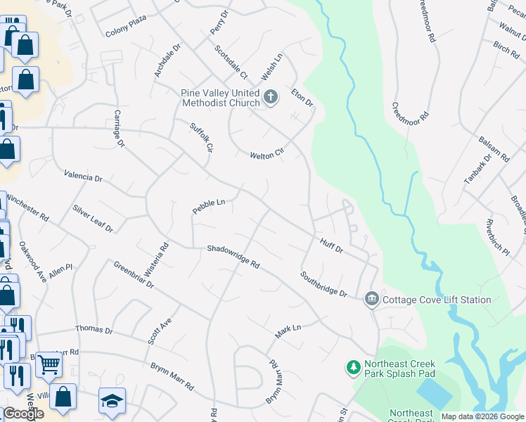 map of restaurants, bars, coffee shops, grocery stores, and more near 803 Pine Valley Road in Jacksonville