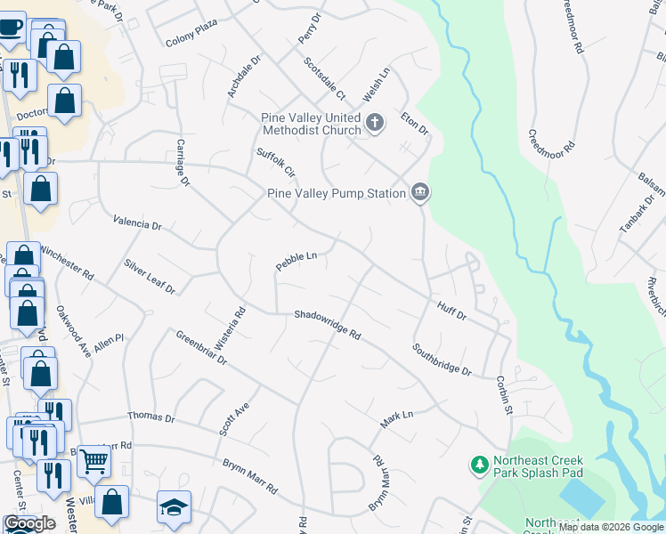 map of restaurants, bars, coffee shops, grocery stores, and more near 105 Caswell Court in Jacksonville