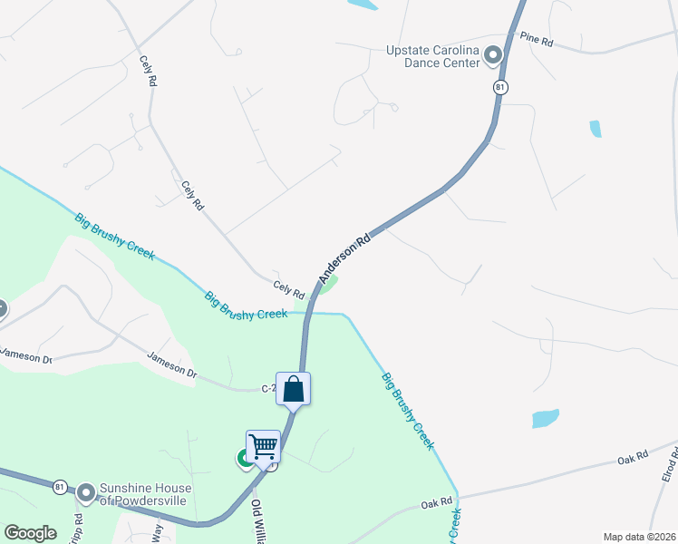 map of restaurants, bars, coffee shops, grocery stores, and more near 9911 Anderson Road in Powdersville
