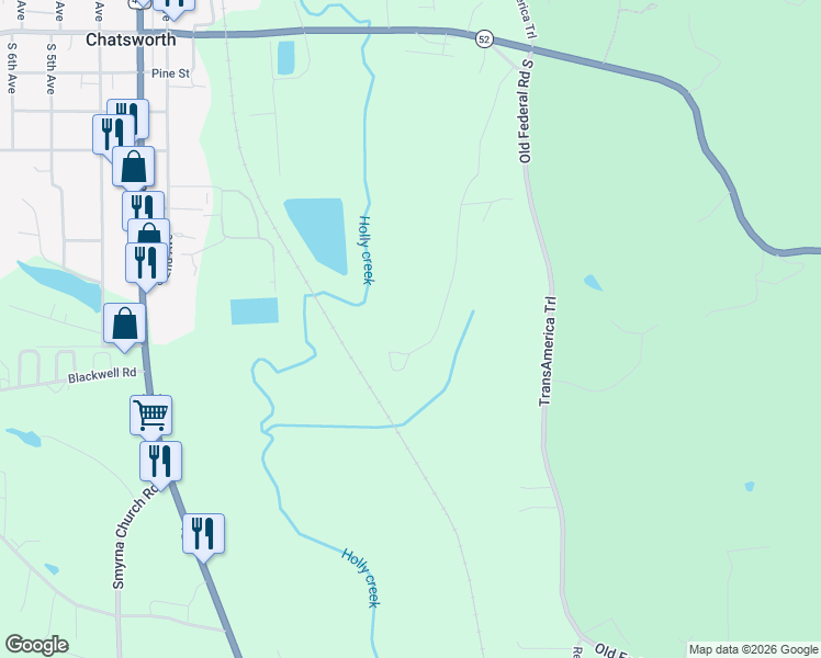 map of restaurants, bars, coffee shops, grocery stores, and more near 753 Jinkins Road in Chatsworth