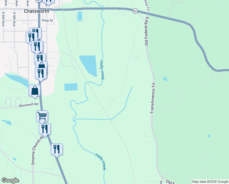 map of restaurants, bars, coffee shops, grocery stores, and more near 753 Jinkins Road in Chatsworth