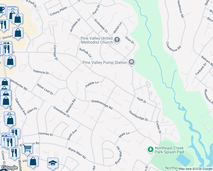 map of restaurants, bars, coffee shops, grocery stores, and more near 105 Caswell Court in Jacksonville
