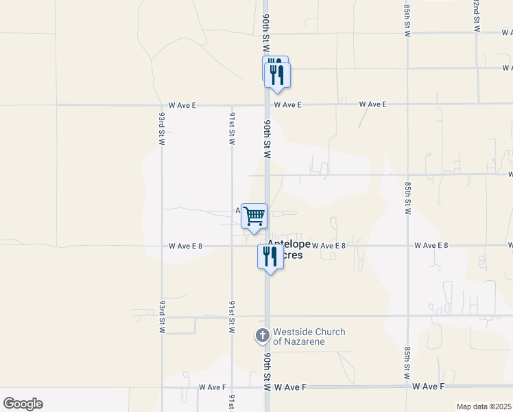 map of restaurants, bars, coffee shops, grocery stores, and more near 90 Stw Vic Avenue in Lancaster