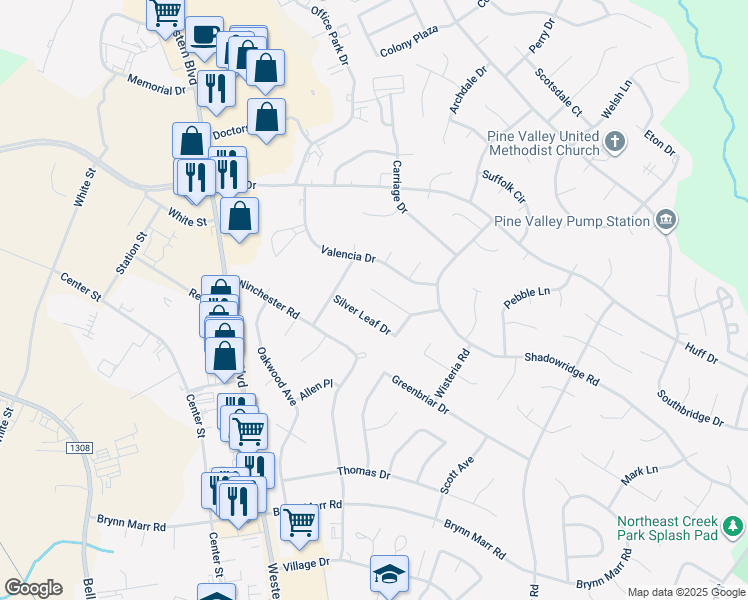 map of restaurants, bars, coffee shops, grocery stores, and more near 132 Silver Leaf Drive in Jacksonville
