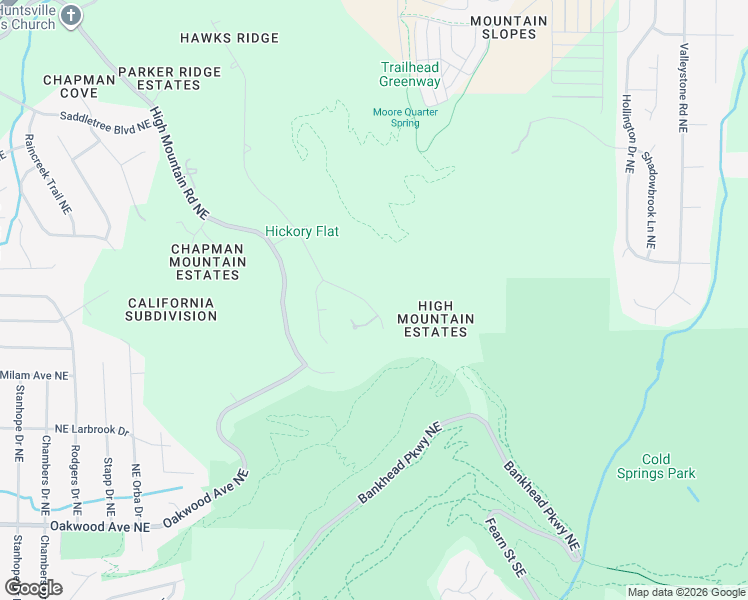map of restaurants, bars, coffee shops, grocery stores, and more near 3956 Hawks Way Northeast in Huntsville