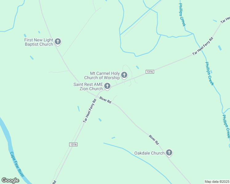 map of restaurants, bars, coffee shops, grocery stores, and more near 1908 Tar Heel Ferry Road in White Oak