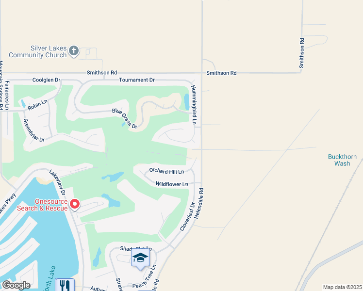 map of restaurants, bars, coffee shops, grocery stores, and more near 27805 Hummingbird Lane in Helendale