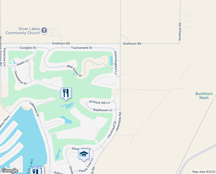 map of restaurants, bars, coffee shops, grocery stores, and more near 27817 Hummingbird Lane in Helendale