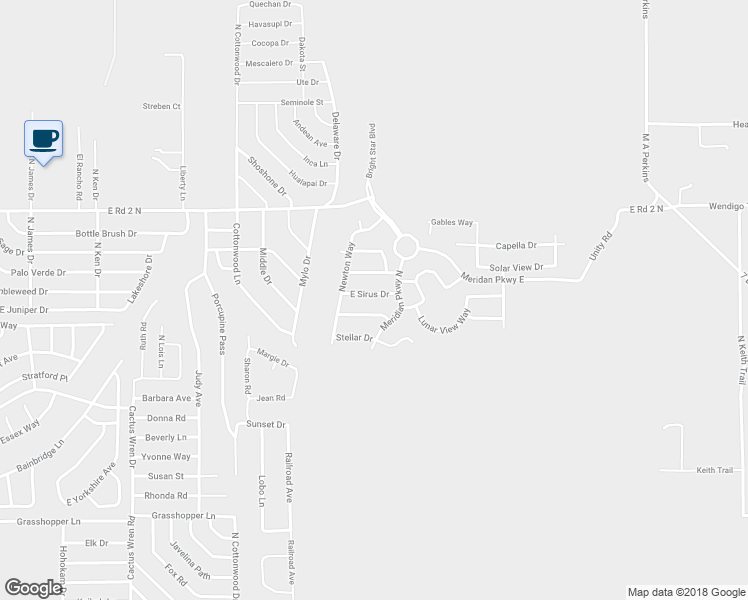 map of restaurants, bars, coffee shops, grocery stores, and more near 2219 East Sirus Drive in Chino Valley