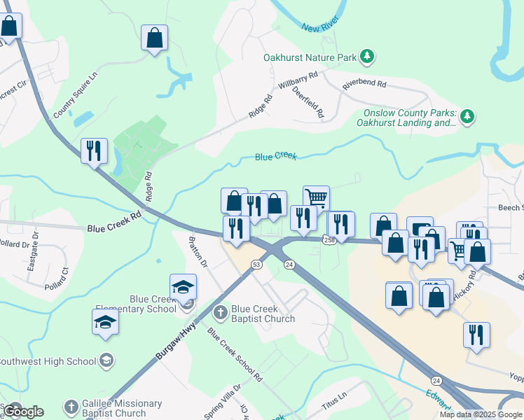 map of restaurants, bars, coffee shops, grocery stores, and more near 233 Cordell Circle in Jacksonville