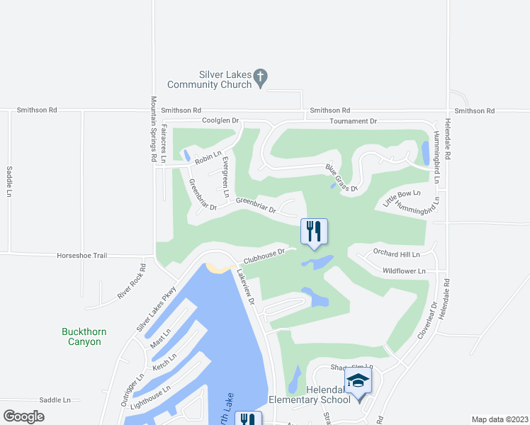 map of restaurants, bars, coffee shops, grocery stores, and more near 14805 Greenbriar Drive in Helendale
