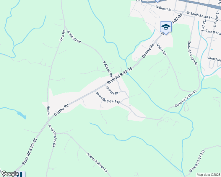 map of restaurants, bars, coffee shops, grocery stores, and more near 107 West Park Drive in Walhalla