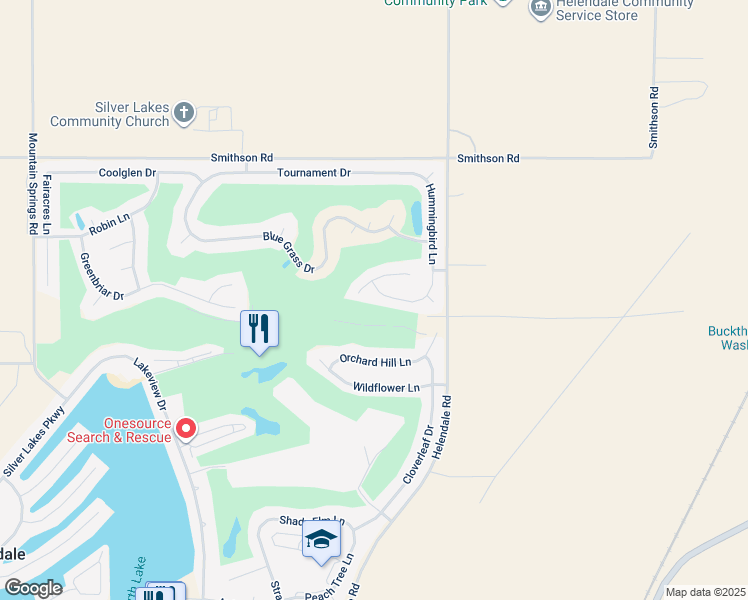 map of restaurants, bars, coffee shops, grocery stores, and more near 27767 Hummingbird Lane in Helendale