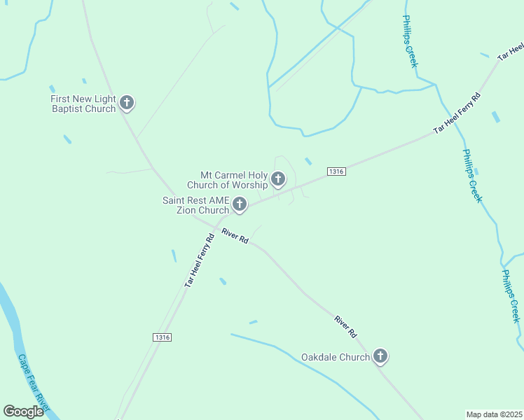 map of restaurants, bars, coffee shops, grocery stores, and more near 1908 Tar Heel Ferry Road in White Oak
