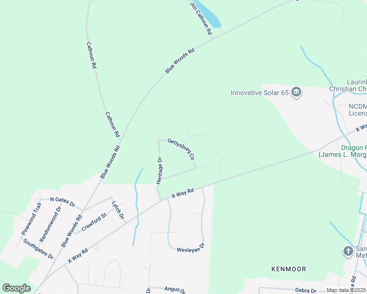 map of restaurants, bars, coffee shops, grocery stores, and more near Appomattox Circle in Laurinburg
