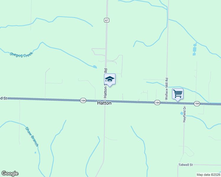 map of restaurants, bars, coffee shops, grocery stores, and more near 2027-2914 Co Road 67 in Muscle Shoals