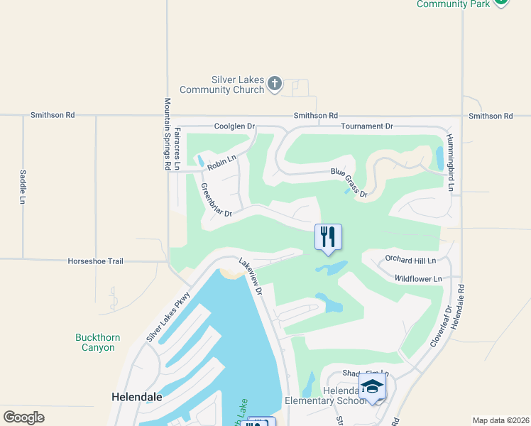 map of restaurants, bars, coffee shops, grocery stores, and more near 14767 Greenbriar Drive in Helendale