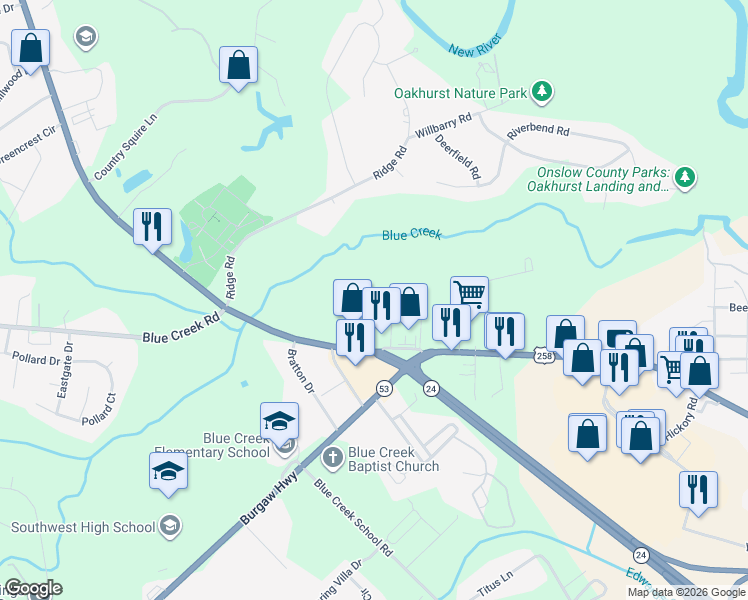 map of restaurants, bars, coffee shops, grocery stores, and more near 200 Cordell Circle in Jacksonville