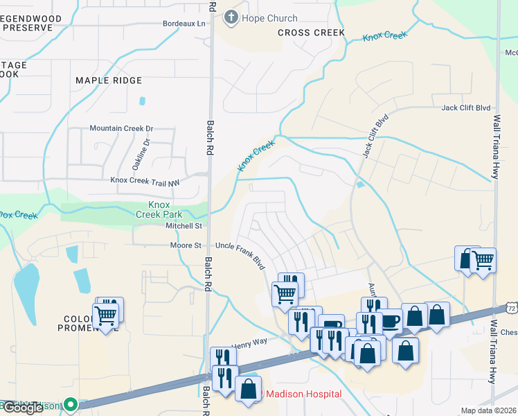 map of restaurants, bars, coffee shops, grocery stores, and more near 1436 Balch Road in Madison