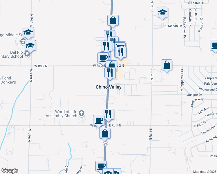 map of restaurants, bars, coffee shops, grocery stores, and more near in Chino Valley