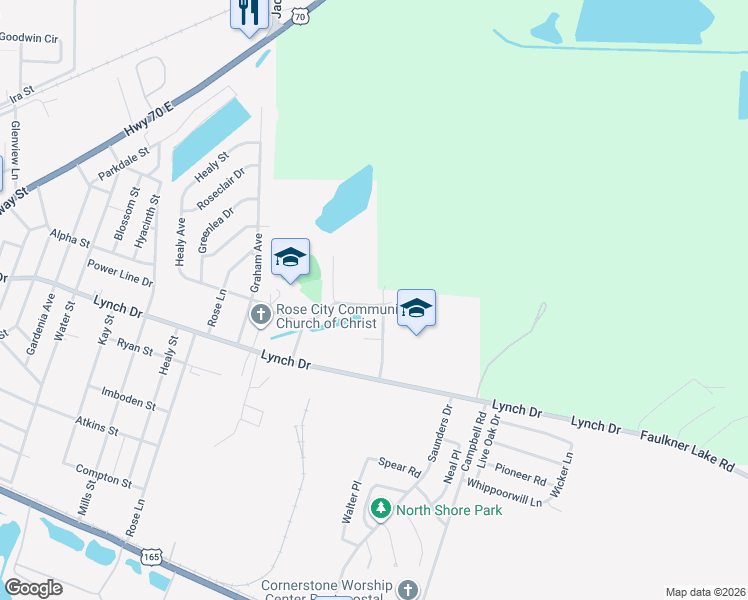 map of restaurants, bars, coffee shops, grocery stores, and more near 4905 Page Mill Road in North Little Rock