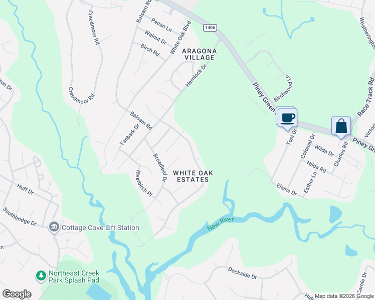 map of restaurants, bars, coffee shops, grocery stores, and more near 206 Jasmine Lane in Jacksonville