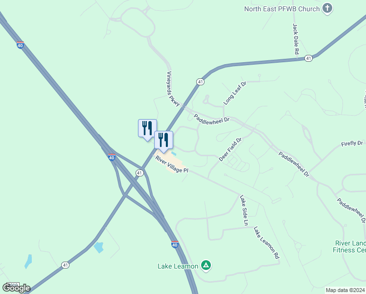 map of restaurants, bars, coffee shops, grocery stores, and more near 161 Firethorn Circle in Wallace