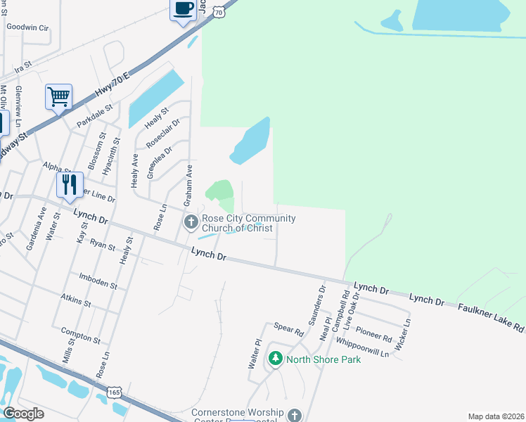 map of restaurants, bars, coffee shops, grocery stores, and more near 4905 Page Mill Road in North Little Rock