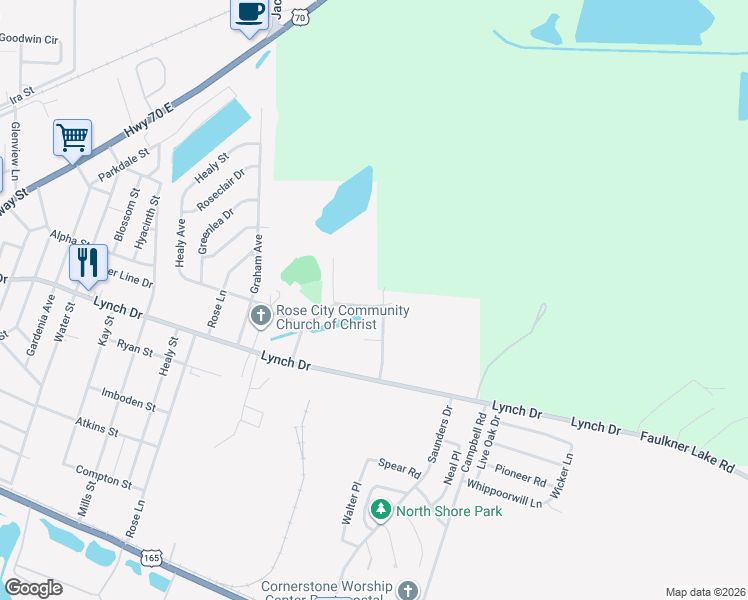 map of restaurants, bars, coffee shops, grocery stores, and more near 4905 Page Mill Road in North Little Rock