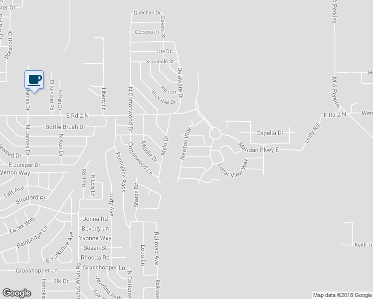 map of restaurants, bars, coffee shops, grocery stores, and more near 825 Newton Way in Chino Valley