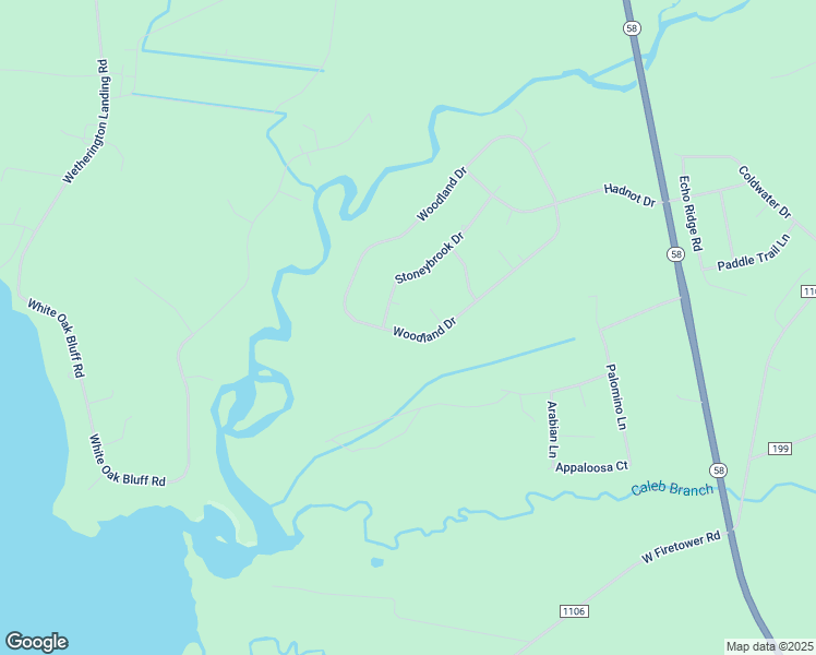 map of restaurants, bars, coffee shops, grocery stores, and more near 445 Woodland Drive in Swansboro