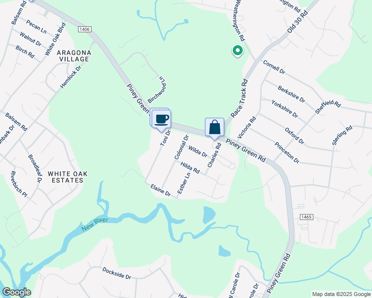 map of restaurants, bars, coffee shops, grocery stores, and more near 5 Colonial Drive in Jacksonville