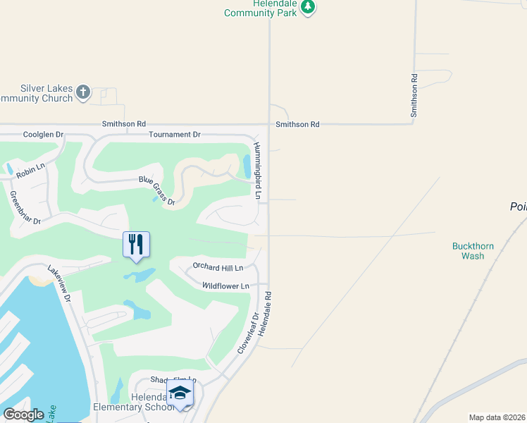 map of restaurants, bars, coffee shops, grocery stores, and more near 27857 Hummingbird Lane in Helendale