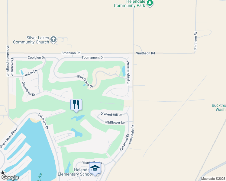 map of restaurants, bars, coffee shops, grocery stores, and more near 27754 Hummingbird Lane in Helendale