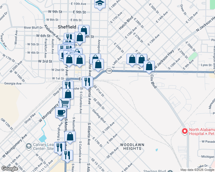 map of restaurants, bars, coffee shops, grocery stores, and more near in Sheffield