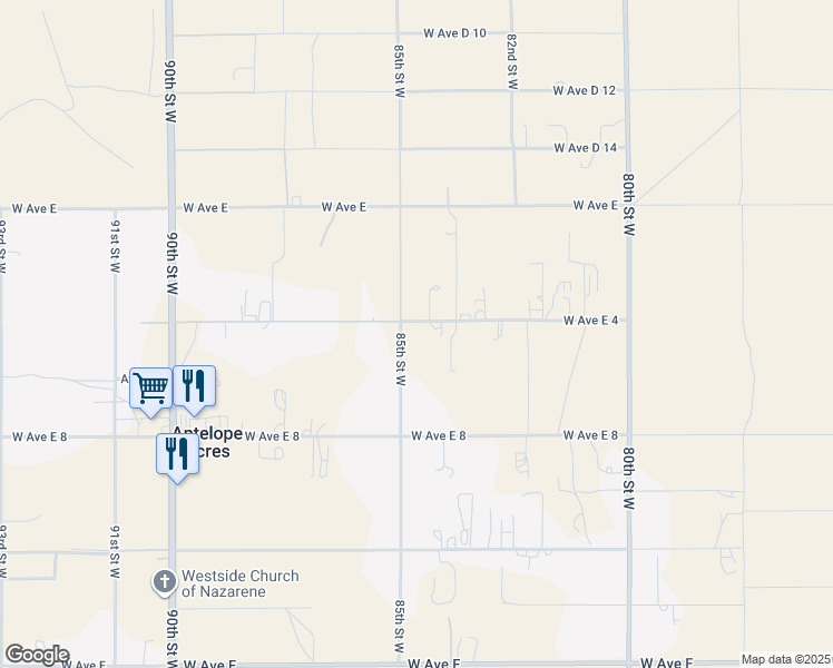 map of restaurants, bars, coffee shops, grocery stores, and more near 2 Avenue E-4 in Lancaster