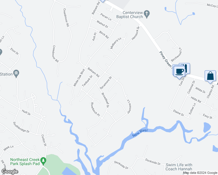 map of restaurants, bars, coffee shops, grocery stores, and more near 105 Butternut Circle in Jacksonville