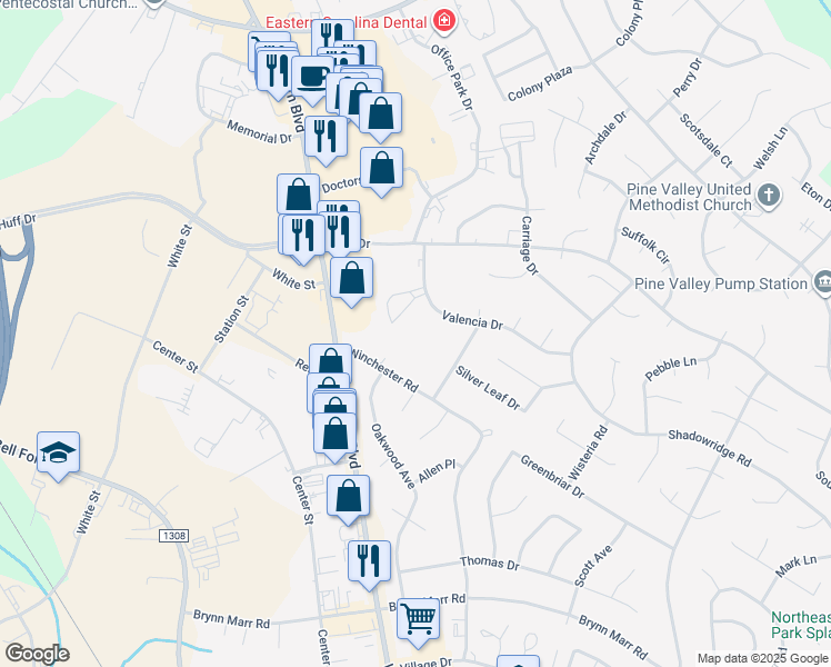 map of restaurants, bars, coffee shops, grocery stores, and more near 215 Valencia Drive in Jacksonville
