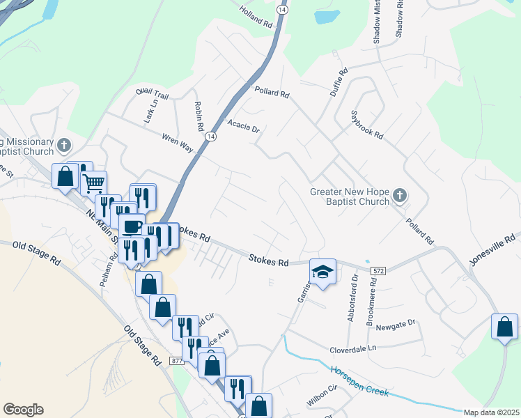 map of restaurants, bars, coffee shops, grocery stores, and more near 214 Kinard Way in Simpsonville