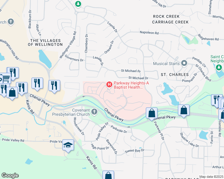 map of restaurants, bars, coffee shops, grocery stores, and more near 14328 Chenal Parkway in Little Rock