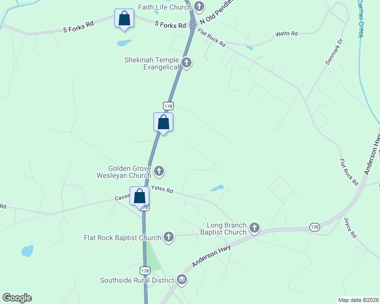 map of restaurants, bars, coffee shops, grocery stores, and more near 225 Brook Way in Liberty