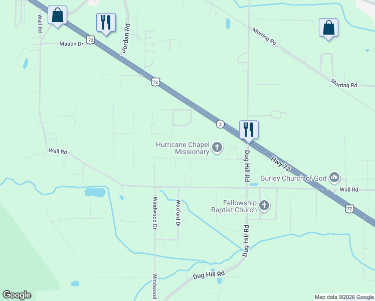 map of restaurants, bars, coffee shops, grocery stores, and more near 221 Teague Road in Brownsboro