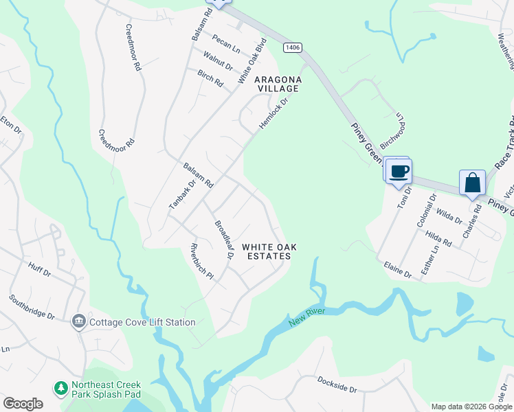map of restaurants, bars, coffee shops, grocery stores, and more near 204 Jasmine Lane in Jacksonville