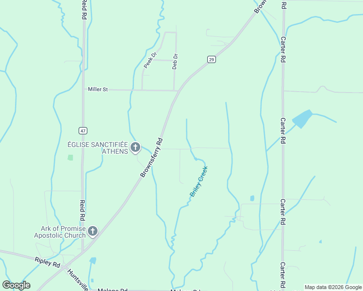 map of restaurants, bars, coffee shops, grocery stores, and more near 16527 Albert Road in Athens