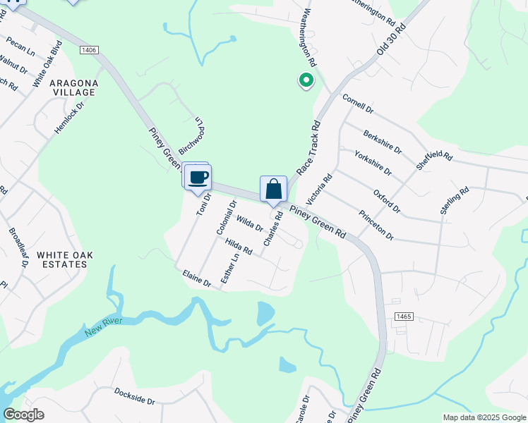 map of restaurants, bars, coffee shops, grocery stores, and more near 5 Colonial Drive in Jacksonville
