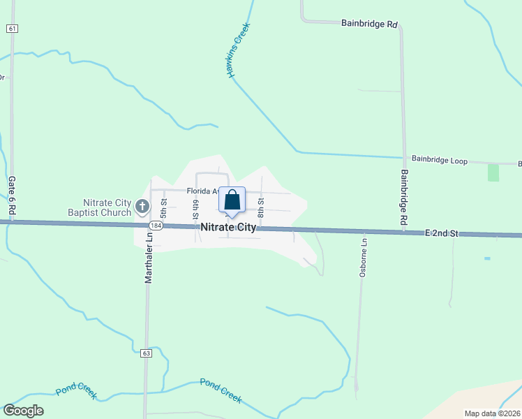 map of restaurants, bars, coffee shops, grocery stores, and more near 1424 Georgia Avenue in Muscle Shoals